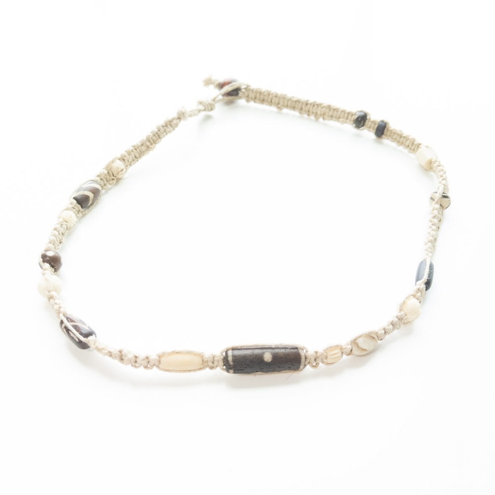 Handmade, Hemp Necklace, Black & White Beads
